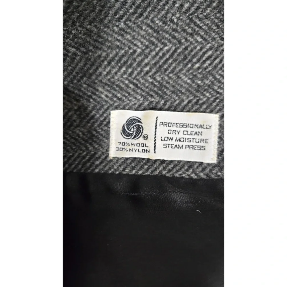 Vintage Gray Stratojac Herringbone Duster Size 44 Wool Nylon